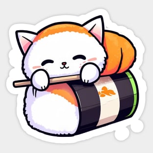 Cute sushi cat, kawaii style sticker for kids Sticker